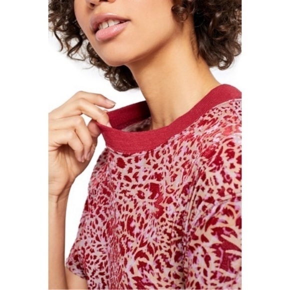 NWT Free People "Teddy" Burnout T-Shirt - Berry - Picture 2 of 6